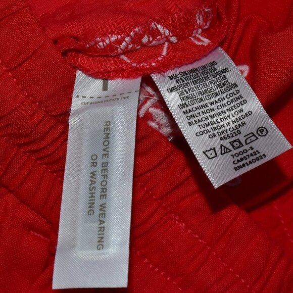 Loft Boho Linen Pull On Tassel Tie Fringe Embroidered Shorts Size XS - Picture 14 of 14